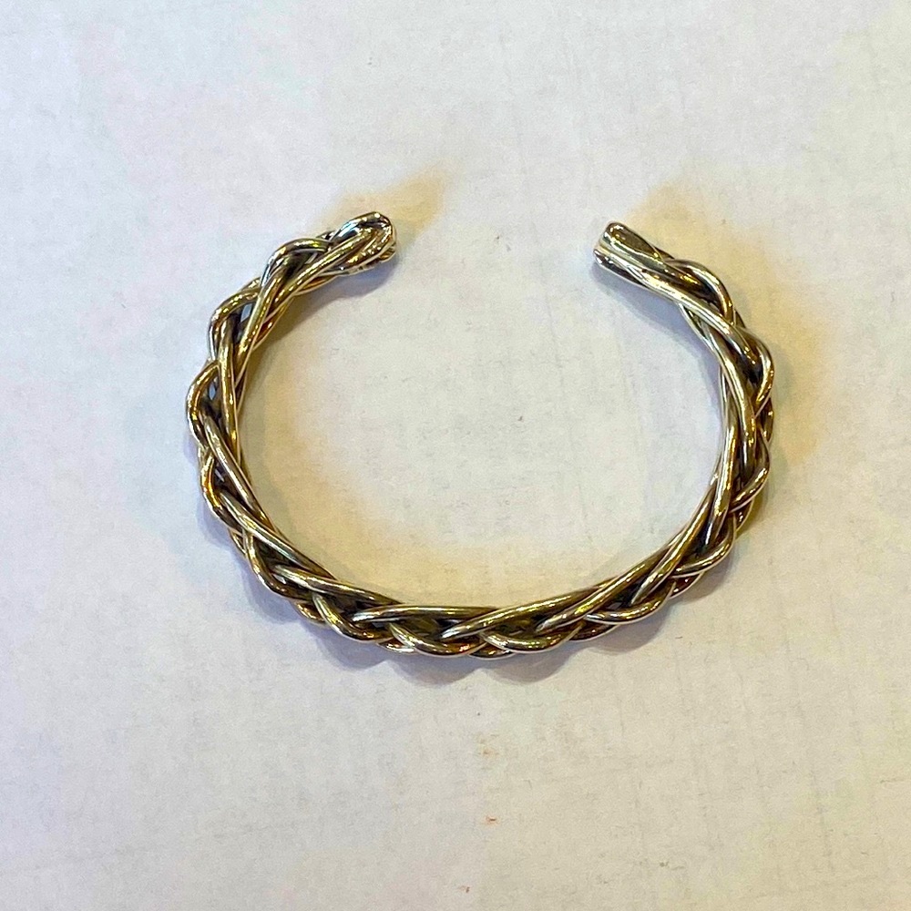 Solid Sterling Silver Chain Link Cuff Bracelet - image 3